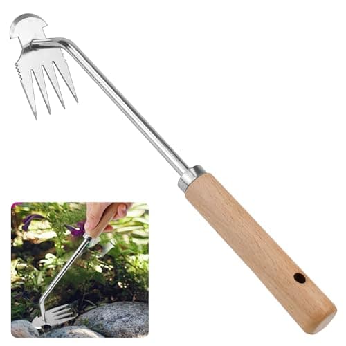 ADERTOS Outil de Désherbage Manuel Désherbeur À Main Outils Arrache Mauvaise Herbes Jardinage Outils de Désherbage Manuel de Jardinage Outil de Désherbage Manuel à 4 Dents Extracteur Mauvaises Herbes
