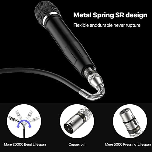 NUOSIYA Cable XLR 6m,2 paquet Ressort Métallique SR Design Cable Microphone XLR Male Femelle Compatible avec Microphone Enceinte Caméra Table de Mixage Amplificateur Audio Studio Enregistrement