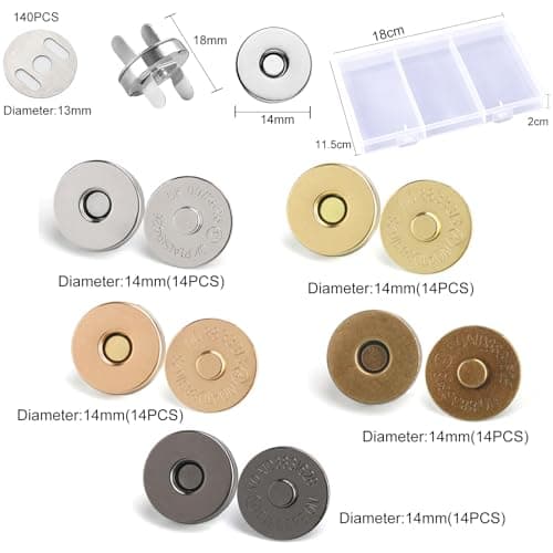 XUSSMM Lot de 70 Boutons Magnétiques, Fermoir Magnétique Bouton, Bouton Aimanté, 14 mm, 5 Couleurs, Couture Artisanale, Bouton Magnétiques Pour Vêtements, Tricot, Portefeuilles, Coupe-vent (14 mm)