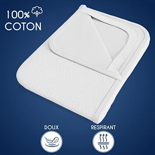 Protege Matelas 160x200 cm Imperméable Oeko TEX par Dreamzie - Alese 160x200 en Coton Respirant avec 4 Coins Elastiques