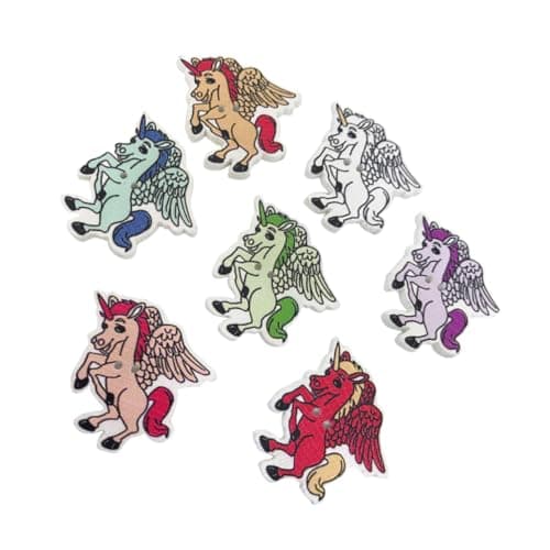 CORHAD Lot de 50 boutons à coudre en forme de licorne, pour décoration de fête, copeaux de bois, animaux