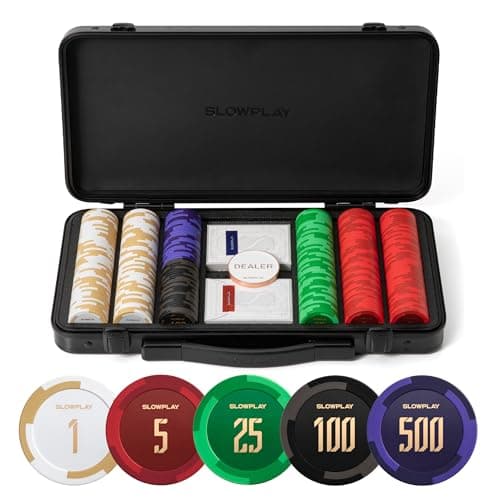 SLOWPLAY Ensemble de 300 jetons de Poker en Argile GODEL 14g pour Texas Hold'em [avec Valeur] dans Un Coffret Haut de Gamme en Polycarbonate Allemand résistant pour Les Joueurs de Poker