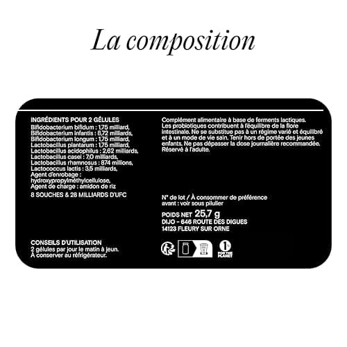 DIJO - L'indispensable Probiotique - Renforcement de la Flore Intestinale - 8 Souches de Bactéries & 28 Milliards d'UFC - Gélules Gastro-Résistantes - Végan - Fabriqué en France (1 MOIS)