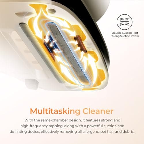JIGOO S100 Aspirateur Matelas Anti Acariens avec Lumière UV, Punaise de Lit Élimine 99% des allergènes, capteur d'acariens, Affichage LED, Vibration, ultrasons, pour Allergiques, pour Matelas, Canapés