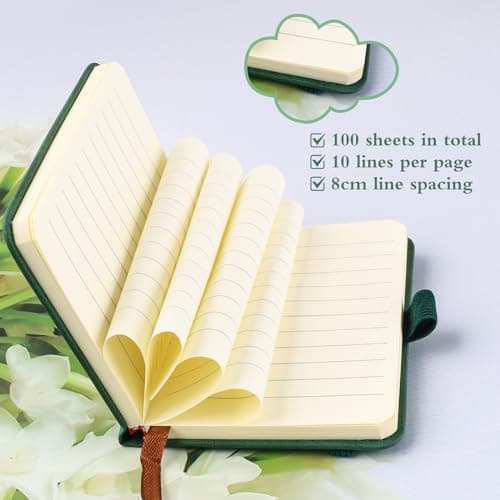 Carnet de Notes de Poche A7 Mini Bloc Notes de Poche Petit Carnet de Notes de Poche 7,5 x 11 cm Cuir PU Carnet de Poche avec Marque-Page et Bande de Fermeture Élastique pour École Bureau Restaurant
