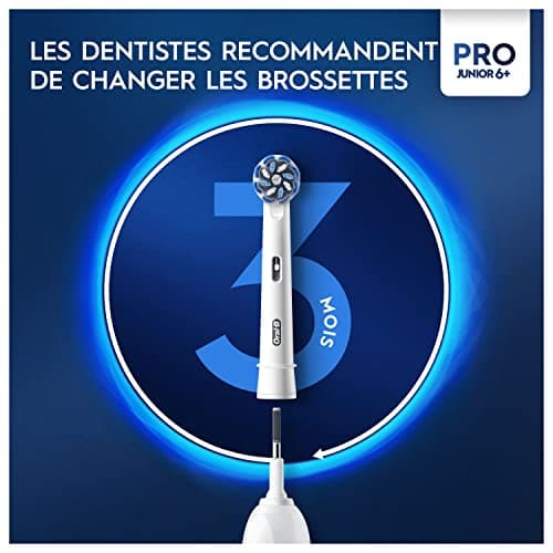 Oral-B Pro Junior Brosse à Dents Électrique Enfant, Un Nettoyage Efficace Mais Doux Pour Les Dents Sensibles, Une Bonne Hygiène Dentaire Des Enfants De 6 Ans +, 1 Chargeur, 1 Brossette Ronde, Violet