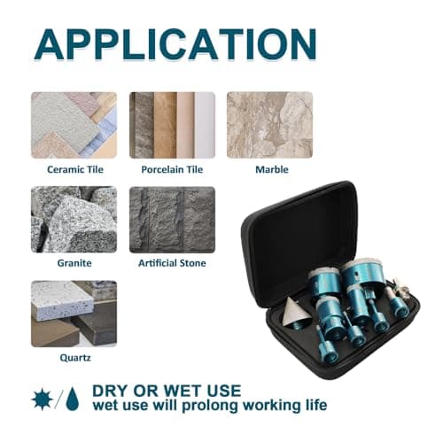 MINLAYCUT Foret Diamant Carrelage 6/6/8/20/35/50/68mm Trépans 10mm et 50mm Fingerfraise Diamantée et Adaptateur pour Carrelage Porcelaine Granit Marbre(10 Pièces/Boîte)