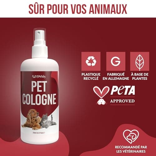 Petsly® Parfum pour Chien & Chat - 250ml - Arôme de Pêche - Neutralise les Mauvaises Odeurs - Parfum Chien - Parfum Chat - Eau de Parfum pour Chien, Déodorant pour Chien, Parfum pour Litiere à Chat