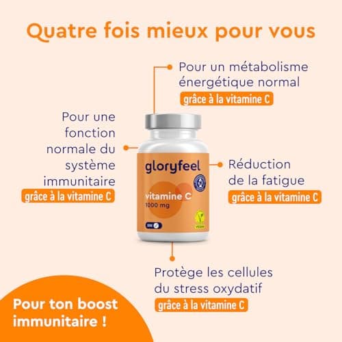 Vitamine C 1000mg 200 Comprimés, Antioxydant pour Os, Système Immunitaire, Peau, et Fatigue*, Cure de 7 Mois, Vitamine C Hautement Concentré avec L Acide Ascorbique Pure, Testé en Laboratoire