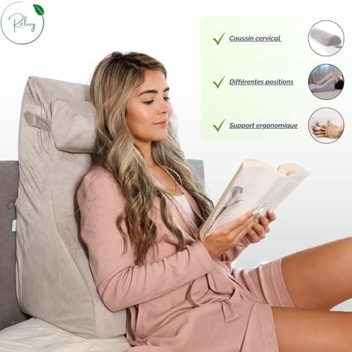 Relivy - Coussin de Lecture pour Lit, Coussin Dossier Canapé, Oreiller de Lecture, Coussin Dos, Fauteuil Lit, Coussin Dossier Canapé, Coussin Triangulaire, Oreiller Triangulaire, Dossier de Lit