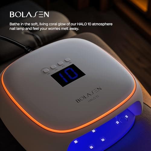 BOLASEN NO UV Lampe Ongles Gel, 60W Lampe LED Ongle avec Ceramic Tech, Professionelle No UV Lampe Ongle No Lésions Cutanées, Séchoirs à Ongles avec Base en Métal & Respiration Légère, HALO 10