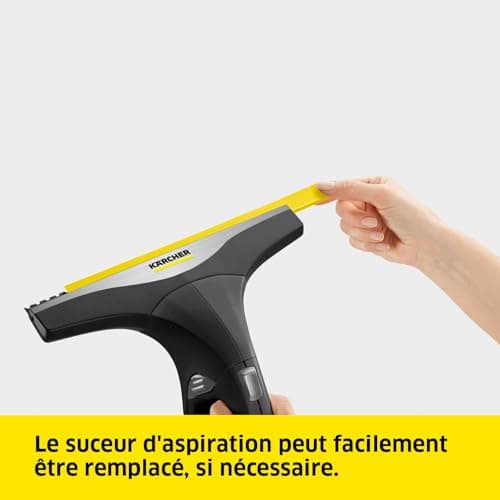 Kärcher Nettoyeur de Vitres WV 2 Black Edition, Autonomie de Batterie : 35 min, Affichage LED, 2 Raclettes, Pulvérisateur avec Microfibres, 20 ml Nettoyant Vitres Concentré