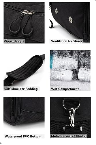 Fitgriff® Sac de Sport - Femmes et Hommes - avec Compartiment à Chaussures et Humide - Sac à Main pour Voyage, Sac de Gym, Fitness, Workout (Full Black, 58 x 31 x 31 cm (Medium))