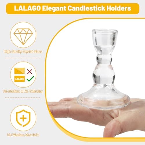lalago LALAGO 4 pièces. Bougeoir pour Bougies en bâton, bougeoir en Verre, Bougie Transparente, Bougies de Table, Bougies en Verre, bougeoir en bâton pour Bougies de Table, Bougies d'arbre