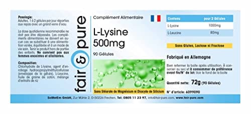 Fair & Pure® - L-lysine 500mg - végan - 90 gélules