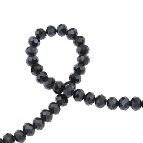 Perles de verre tchèque, en cristal CZ de Bohême, rondes, à facettes, 4/6/8/10 mm, couleur au choix : noir métallisé, 4 x 3 mm