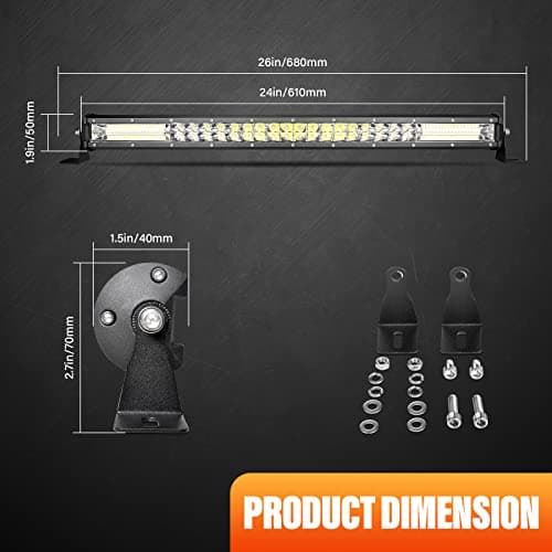 SKYWORLD Mince Phare de Travail Barre LED 61cm 216W Projecteur LED Voiture 7D Rampe Feux de antibrouillard Barre Lumineuse LED pour 4x4 Camion Tracteur Offroad Véhicules Atvs Utvs