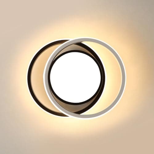Comely Plafonnier LED, Rond Lampe de plafond 32W 2350LM, Moderne Luminaire Plafonnier pour Couloir Coucher Salle de Bains Cuisine Salon, Blanc Froid 6500K, Longueur 28cm, Noir