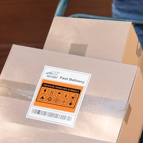 YIKIADA Lot de 250 étiquettes thermiques rectangulaires en vinyle imperméable pour code QR et adresse de bureau Orange 15,2 x 10,2 cm