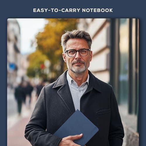 Beechmore Books Carnet de Notes Lignées - XL A4 Bleu Marine Journal Couverture Rigide Premium Cuir Vegan, Papier Ligné Crème Épais 120 g/m2, Boîte Cadeau, pour Écrivain, Journaliste, Réunion, Étudiant