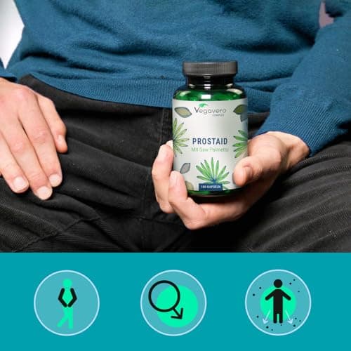 Complexe Prostate & Confort Urinaire Homme | 180 Gelules | 100% Naturel | Saw Palmetto + Ortie + Epilobe + Citrouille | Avec 45% Acides Gras | VEGAN | 3 Mois