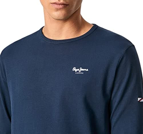 Pepe Jeans Original Basic T-shirt pour Homme Slim Fit Manches Longues Bleu