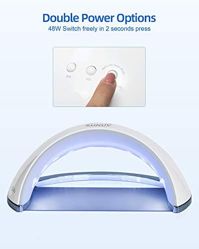 Lampe à Ongles LED 48W Séchoir UV Intelligent 2.0 pour vernis à Ongles Gel Couleur Basse Indolore en Manucure/Pédicure SUN6 Blanc