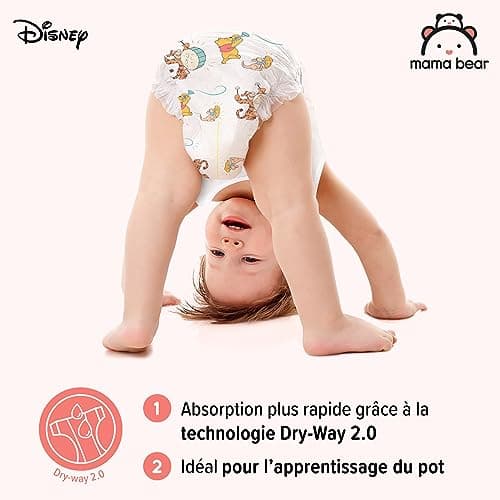 Marque Amazon - Mama Bear Disney Couches Culottes, Taille 5 (12-17 kg), Blanc, 140 Pièces (2 lot de 70) - PACK MENSUEL