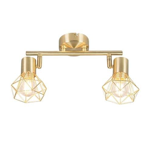 QAZQA mosh - Spot plafond, plafonnier - 2 lumière - L 34 mm - Laiton - Moderne - éclairage intérieur - Salon I Chambre I Cuisine I Salle à manger