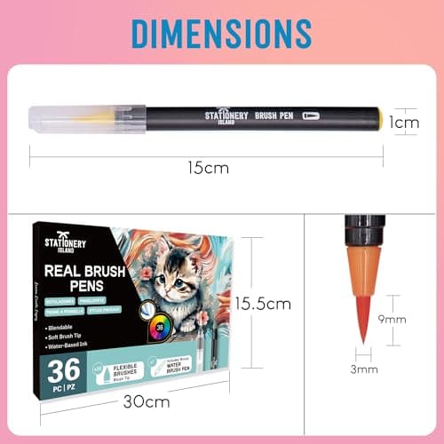 STATIONERY ISLAND Feutres Pinceaux 36+1 Feutre Aquarelle Stylo Aquarelle Feutre Pinceau Peinture Pinceau Reservoir Brush Pen Pour Coloriage calligraphie Enfants & Adulte