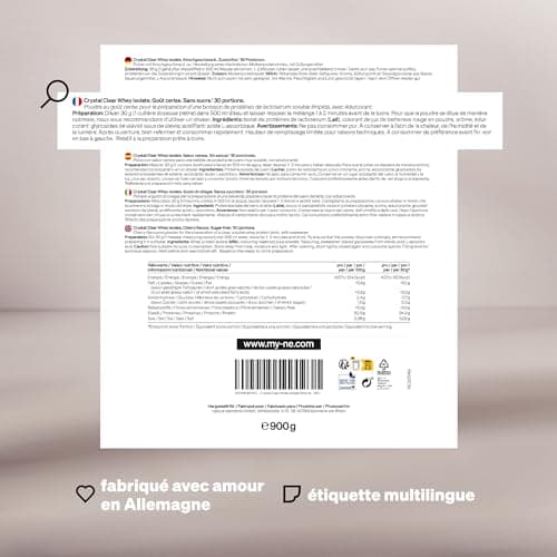 Crystal Clear Whey Isolate 900g – goût cerise – poudre de protéine – boisson protéinée rafraîchissante – produit et contrôlé en laboratoire en Allemagne