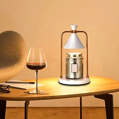 Lampe Chauffe Bougie Parfumée, Brûleur Cire Parfumée Électrique, Chauffe-Bougie Brûleur de Cire Rétro, Brûleurs à Huile Candle Warmer, Luminosité Réglable, avec Minuterie et 2 Ampoules Halogènes 50W