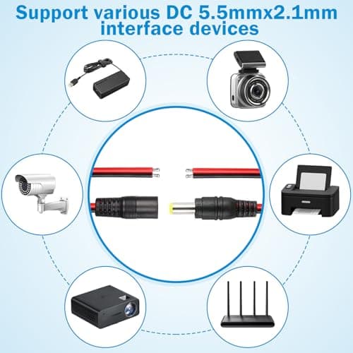 20 Pcs DC Alimentation Pigtail Cables Câbles d'alimentation DC 18 AWG DC 12V 5A Mâle Femelle DC Connecteur de Câble DC 5,5 x 2,1 mm pour Vidéo Surveiller CCTV Caméra Câble LED Strip