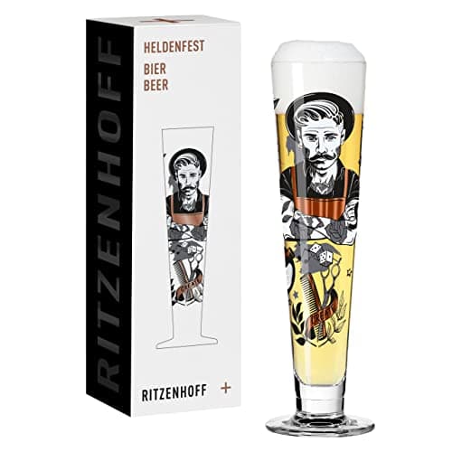 Ritzenhoff 1011009 Verre à bière 330 ml - série Heldenfest, motif n° 9 - Barber - rond et multicolore - Made in Germany