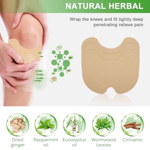 MQUPIN Patch de soulagement de la douleur au genou, 48 PCS Patchs de chaleur extensible à haute élasticité pour le genou, le dos, le cou, l'épaule, l'inflammation et les douleurs musculaires