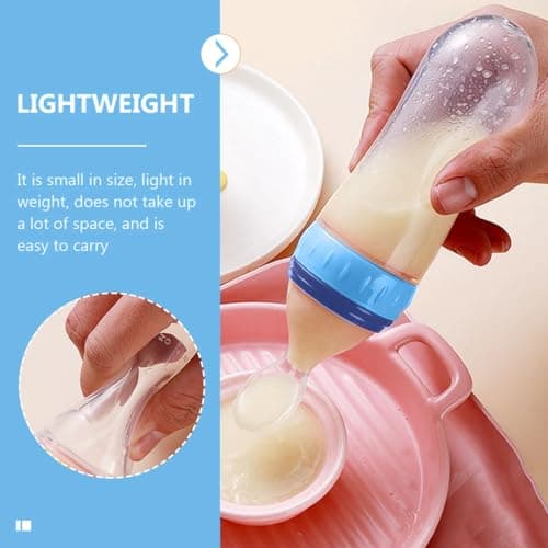 KXUSW Cuillère à Presser En Silicone Pour Bébé 90 ml,Biberon Cuillere Bebe,Biberon Cuillère,Squeeze Bouteille Alimentation à La Cuillère,Convient Aux Enfants De Plus De 3 Mois(Rose)