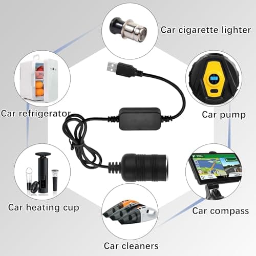 2PCS 5 V USB A Mâle Vers 12 V Adaptateur de Prise Allume Cigare de Voiture, 12 et 27 Pouces Deux Longueurs USB Prises Allume Cigare, pour Enregistreur Conduite Chien Électronique Chargeur de Voiture