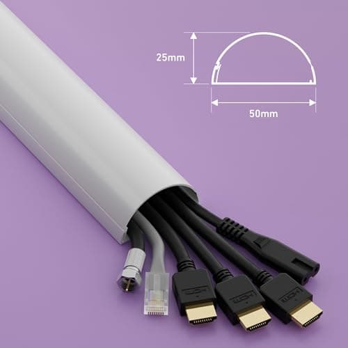 D-Line 50x25mm Moulure Décorative en Demi-Cercle |1M5025W | Goulotte Électrique | Cache-Câble | 1m Longeur, Blanc