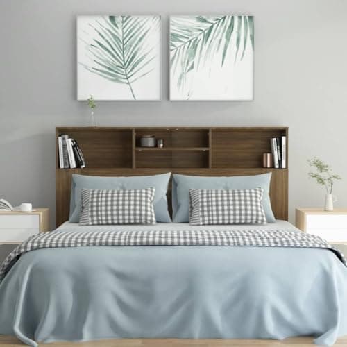 Coavain Tete de Lit 160 cm Tête de Lit Bois avec Rangement chêne Marron 160x19x103,5 cm