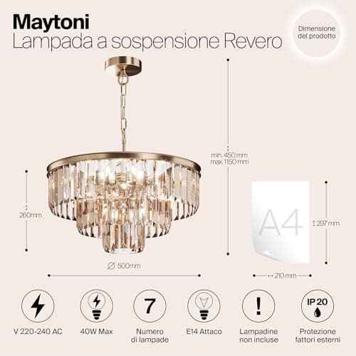 Lustre Suspension en cristal style moderne, grand, couleur laiton pour le salon ampoules excl. E14 x7 40W 230V