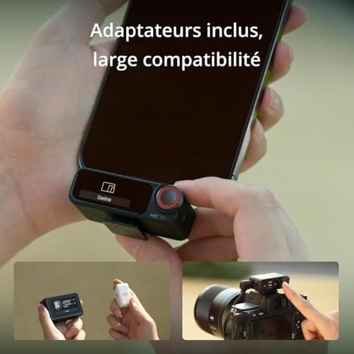 DJI Mic 2 (2 TX + 1 RX + Boîtier de Recharge), Micro sans Fil Tout-en-Un, Réduction Intel. du Bruit, Enregistrement Interne 32 Bits à Virgule Flottante, Portée de 250 m