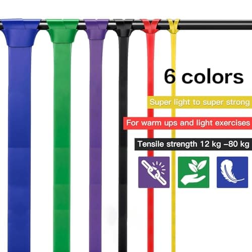 Lot de 6 Bande Elastique Musculation, Bande Elastique Fitness avec Ancrage de Porte et Sac de Rangement, Resistance Band pour Entraînement, Pull-Up, Yoga, Pilates pour Hommes et Femmes