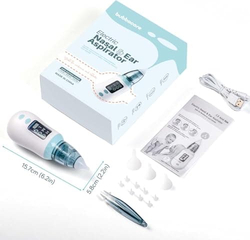 Mouche Bébé Electrique ,Aspirateur nasal bébé nettoyeur de nez électrique et dissolvant de cérumen avec 6 buses réutilisables pour nouveau-nés