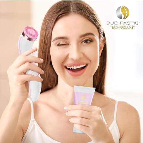 Lumineo brosse nettoyante pour le visage avec gel nettoyant, brosse électrique USB pour le visage pour un nettoyage en douceur et en profondeur (PRO rose (peau impure))