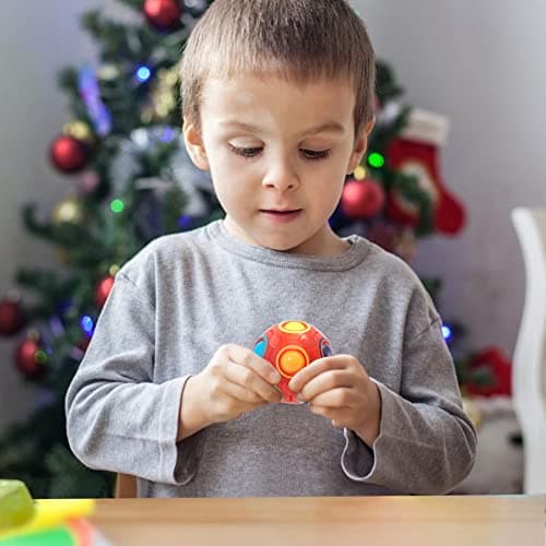 Vdealen Boule de Puzzle Magique Arc en Ciel Magic Rainbow Ball Jeu de Puzzle Balle Anti Stress Casse-tête Our Filles et Garçons Adultes Jouets éducatifs Our D'activité et de Faire la Fête Lot de 4