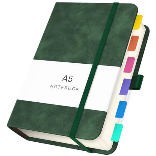 Yarotm Carnet A5 Carreaux - 1 Pièce Cahier Journal Quadrillé 100g/m2 Papier 14x21cm - 360 Pages Cahier de Note Carreaux 5mm - Carnet de Notes A5 Cuir PU Voyage Dessin, Vert
