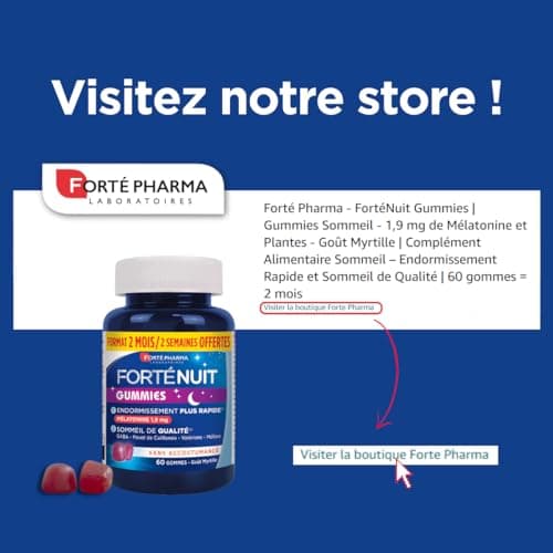 Forté Pharma Complément sommeil FortéNuit Gummies Mélatonine GABA Plantes | Complément alimentaire adulte, Endormissement rapide & sommeil de qualité favorisés, 60 nuits, Programme ou prise ponctuelle