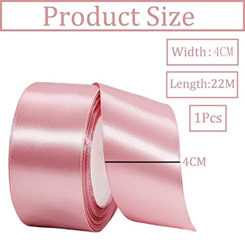 Ruban Satin Poudre de Haricot Gros 40mm,22m Polyester Ruban Satin,Ruban Cadeau Emballage,Ruban Noel Ruban Tissu pour Couture,Nœuds,Artisanat,Bouquet,Décoration de Mariage,Voitures,Anniversaire