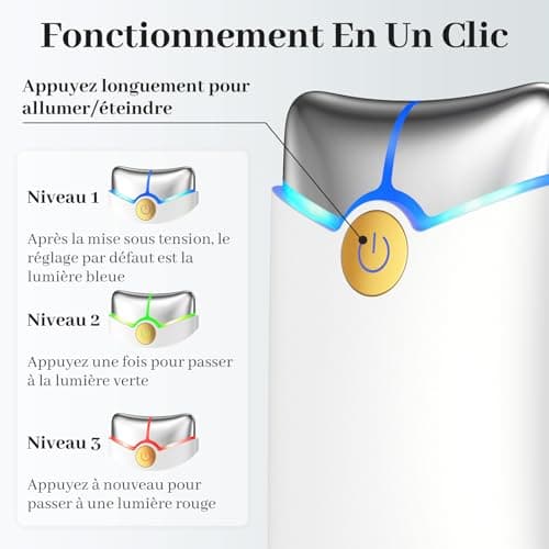 Profey Gua Sha Visage, Appareil Massage Visage avec 3 Couleurs, Appareil Anti Rides Visage avec chauffage par vibration, EMS Gua Sha pour anti-rides et anti-âge