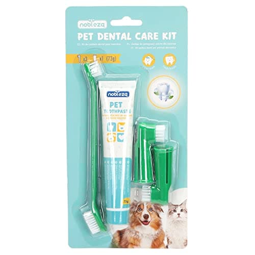 Nobleza - Set Brosse à Dents Et Dentifrice pour Chien, Kit Dentifrice Chien Anti Tartre, Les Chiens Améliore l'hygiène buccale Contient 1 Tubes x 73 g, 1 Brosse à Dents à Double Extrémité, 2 Doigtier